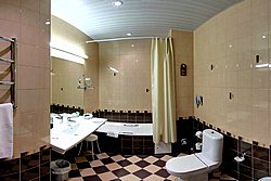Bathroom of the Three-Room Suite at the Oktiabrskaya Hotel in St. Petersburg