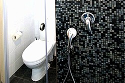 Bathroom of the Standard Room with courtyard view at the Saint Petersburg Hotel in St. Petersburg