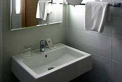 Bathroom of the Standard Single Room at the Saint Petersburg Hotel in St. Petersburg