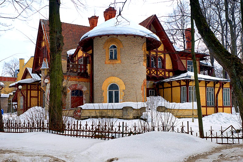 Romantic Hauswald House on Stony Island in St Petersburg, Russia