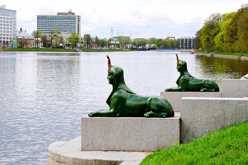 Sphinxes on Stony Island in St Petersburg, Russia