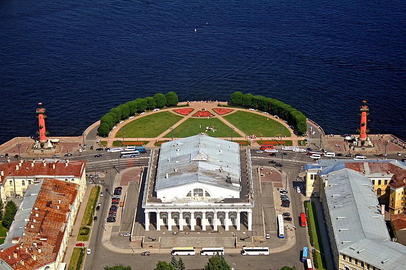 Aerial view of Vasilyevsky Island in Saint-Petersburg, Russia