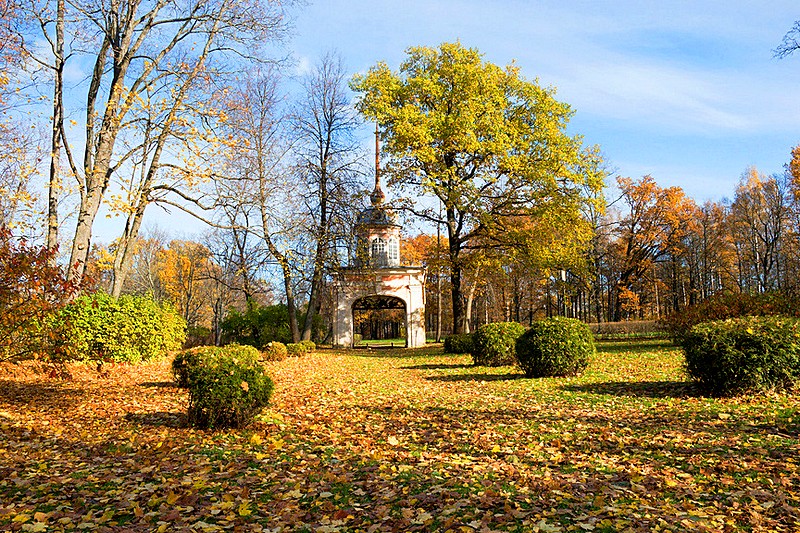 Gates of Peter III's mock-fortress Peterstadt in Oranienbaum, west of St Petersburg, Russia