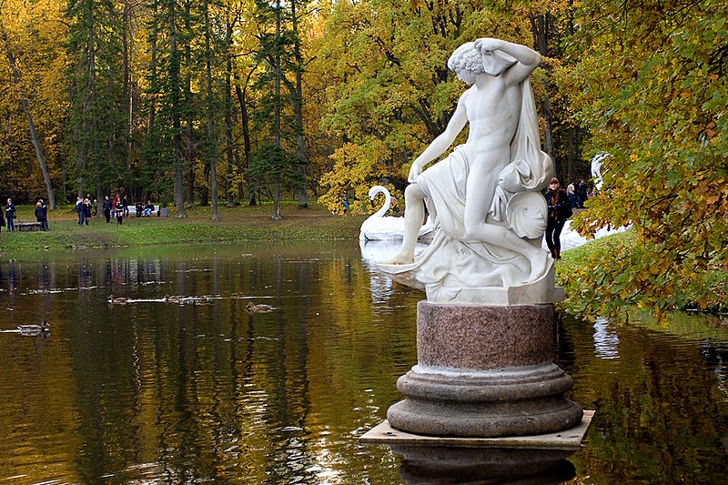 Sculptures in the park at Oranienbaum, west of St Petersburg, Russia