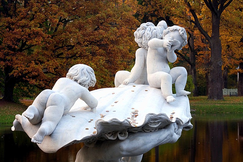 Sculptures in the park in Oranienbaum, west of Saint-Petersburg, Russia