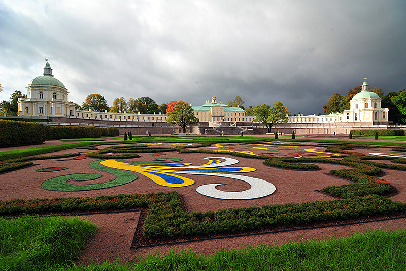 The square in front of the Grand Menshikov Palace in Oranienbaum, west of St Petersburg, Russia