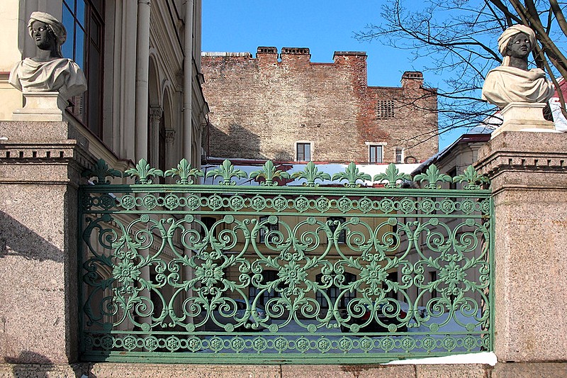 Moors at the gate of the Kochubey Mansion on Konnogvardeisky Boulevard in Saint-Petersburg, Russia