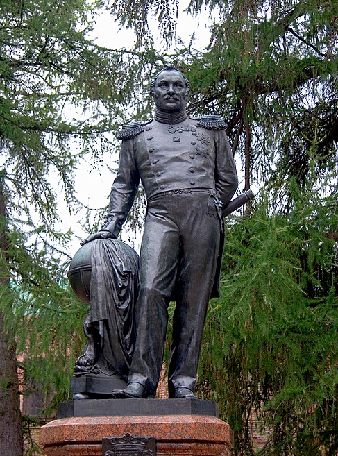 Monument to Admiral von Bellingshausen (explorer) in Kronshtadt near St Petersburg, Russia Monument to Admiral von Bellingshausen (explorer) in Kronshtadt near St Petersburg, Russia