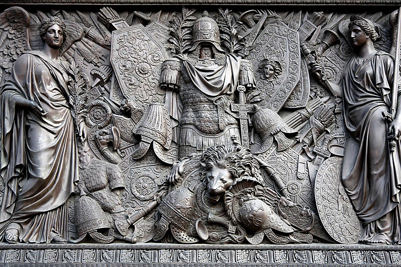 Bas-relief on the pedestal of the Alexander Column in St Petersburg, Russia