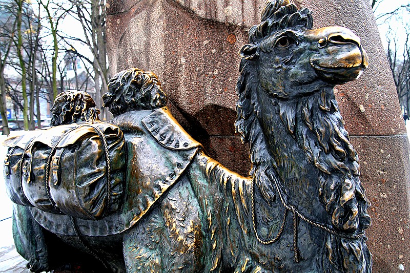 Detail of the Monument to Nikolay Przhevalskiy (explorer) in Saint-Petersburg, Russia