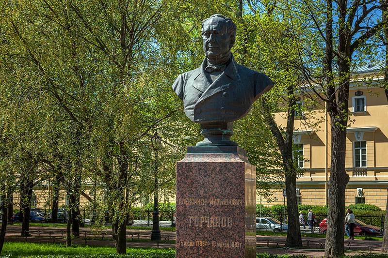 Monument to Alexander Gorchakov (statesman) in Alexander Garden in Saint-Petersburg, Russia