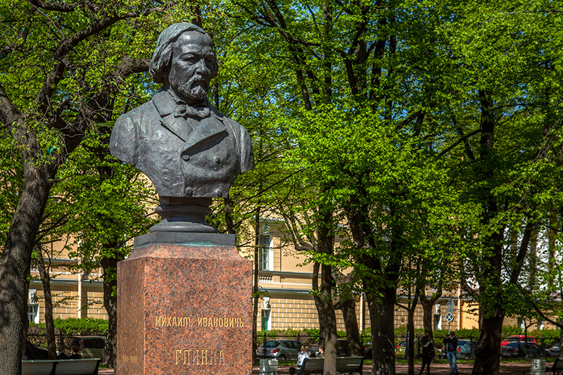 Monument to Mikhail Glinka (composer) in Alexander Garden in St Petersburg, Russia