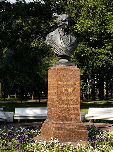 Monument to Nikolay Gogol (writer) in Alexander Garden in St Petersburg, Russia