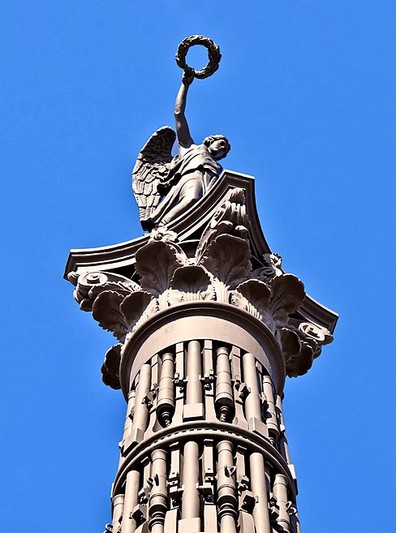 Commemorative column made of Turkish trophy cannons in St Petersburg, Russia