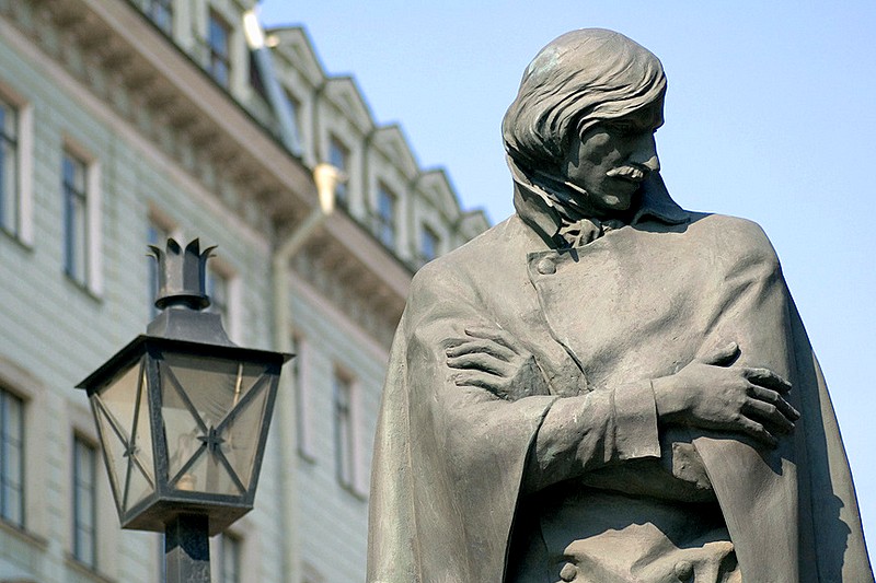 Detail of the Monument to Nikolay Gogol in Saint-Petersburg, Russia