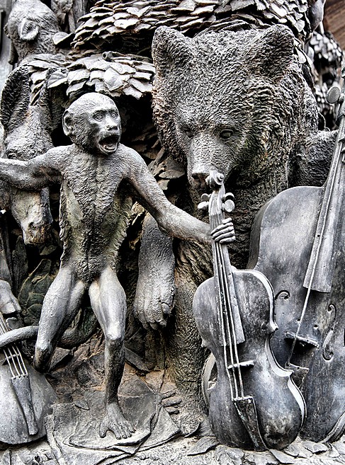 Detail of the Monument to Krylov in the Summer Garden in Saint-Petersburg, Russia Detail of the Monument to Krylov in the Summer Garden in Saint-Petersburg, Russia