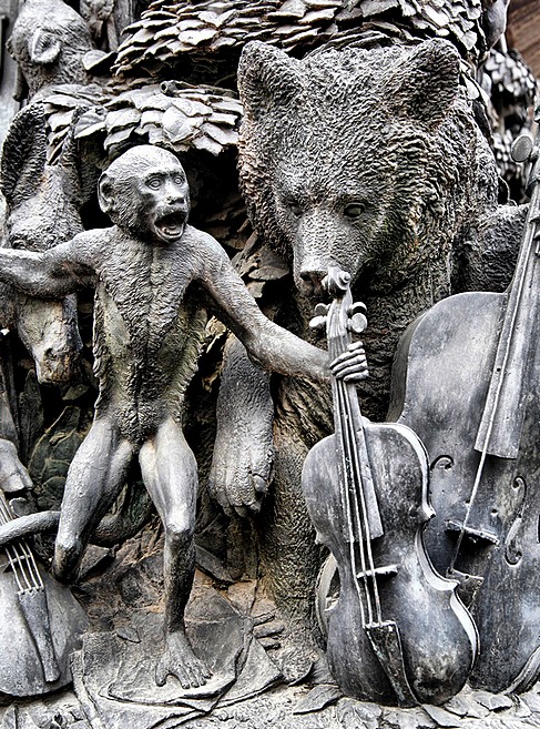 Detail of the Monument to Krylov in the Summer Garden in Saint-Petersburg, Russia