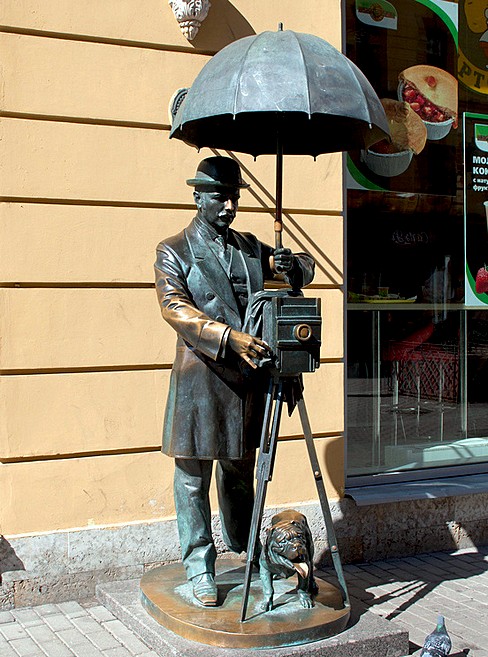 Statue of a Photographer on Malaya Sadovaya Ulitsa in St Petersburg, Russia