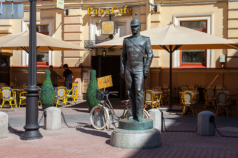 Monument to the St. Petersburg Policeman on Malaya Konyushennaya Ulitsa in St Petersburg, Russia