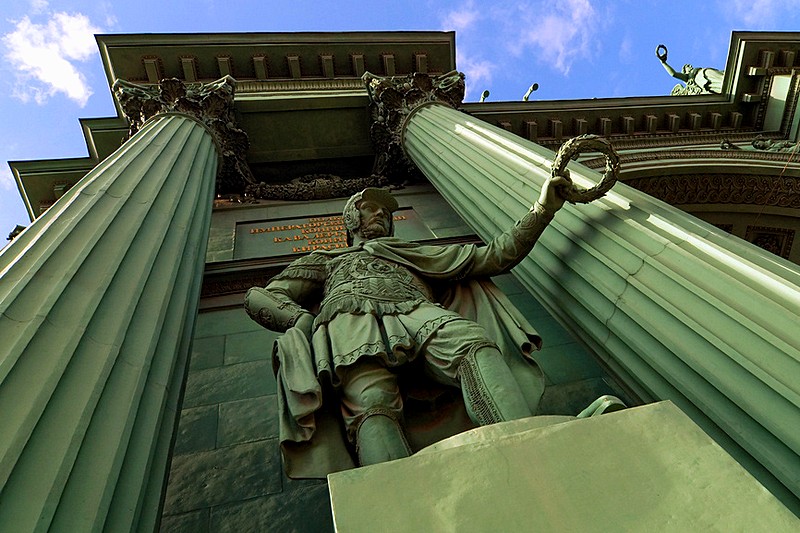 Detail of Narva Triumphal Gate in St Petersburg, Russia