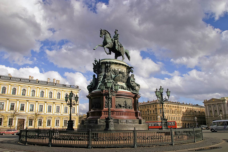 Equestrian monument to Nicholas I on Isaakievskaya Ploshchad (St. Isaac's Square) in St Petersburg, Russia