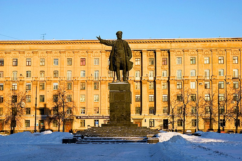 Monument to Sergey Kirov (Soviet politician) on Kirovskaya Square in St Petersburg, Russia