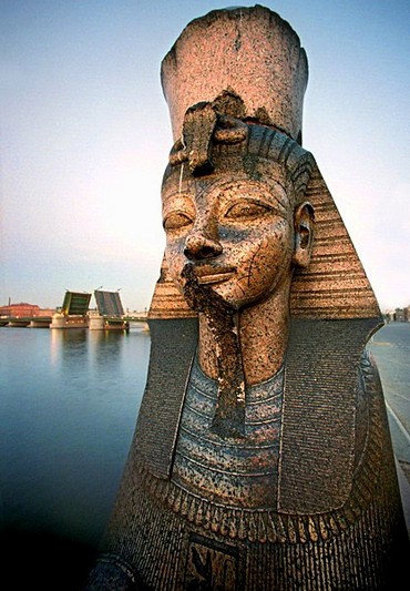 Ancient sphinx by the Neva River in Saint-Petersburg, Russia