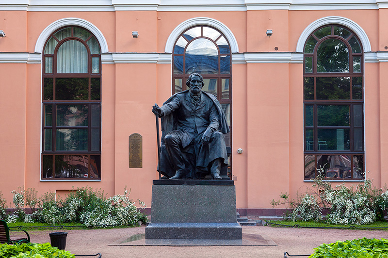 Statue of writer Ivan Turgenev on Manezhnaya Ploshchad in St Petersburg, Russia