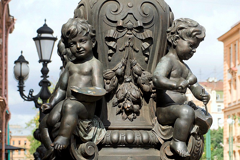 Richly decorated lantern in front of the Stieglitz Applied Arts Museum in St Petersburg, Russia