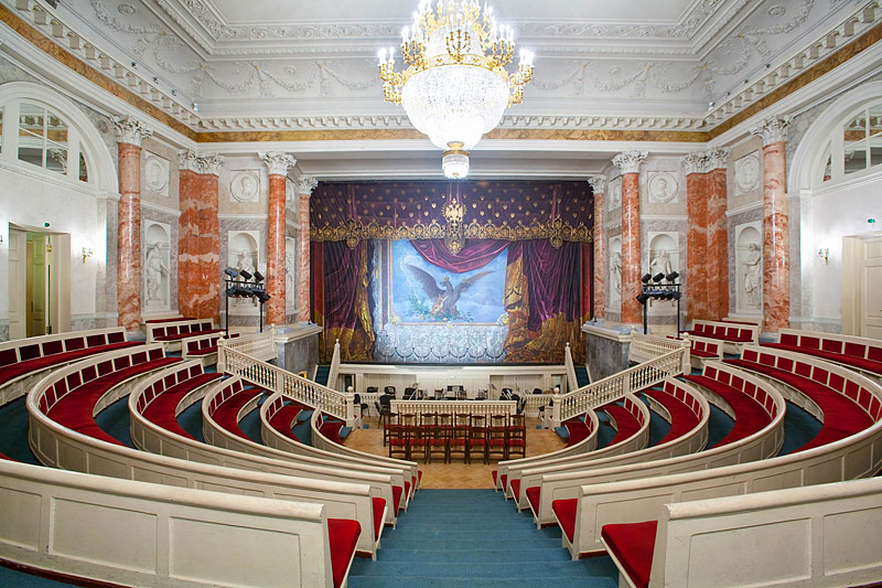 Interiors and stage of the Hermitage Theater in St Petersburg, Russia Interiors and stage of the Hermitage Theater in St Petersburg, Russia