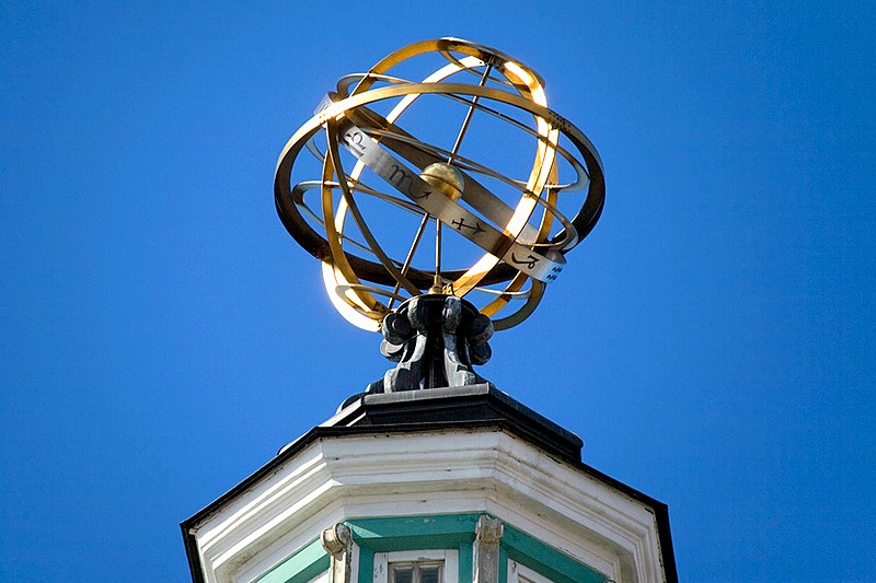 Signs of the zodiac on the tower of the Kunstkammer in Saint-Petersburg, Russia