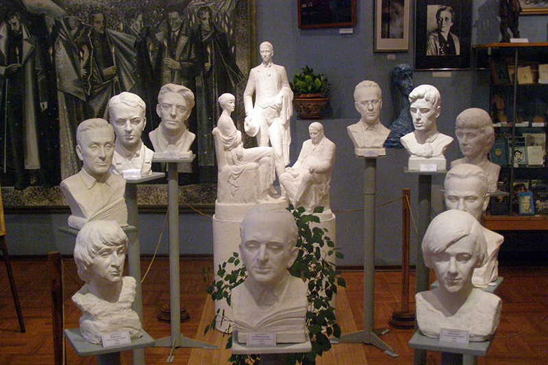 Sculptures of Russian Poets at the 'Anna Akhmatova. Silver Age' Museum in Saint-Petersburg, Russia