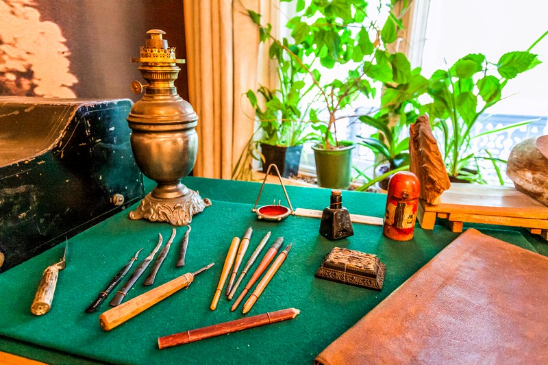 Tools of Matyushin - a painter, carver and engraver in Saint-Petersburg, Russia