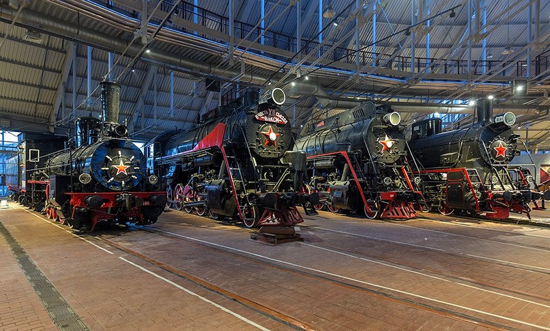 Steam locomotive at the Museum of the Russian Railway in St Petersburg, Russia