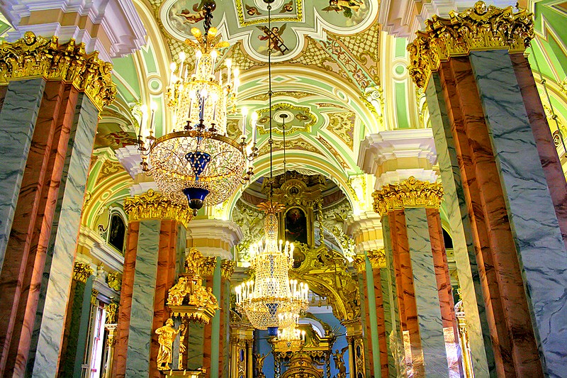 Splendid interior of the Peter and Paul Cathedral in St Petersburg, Russia
