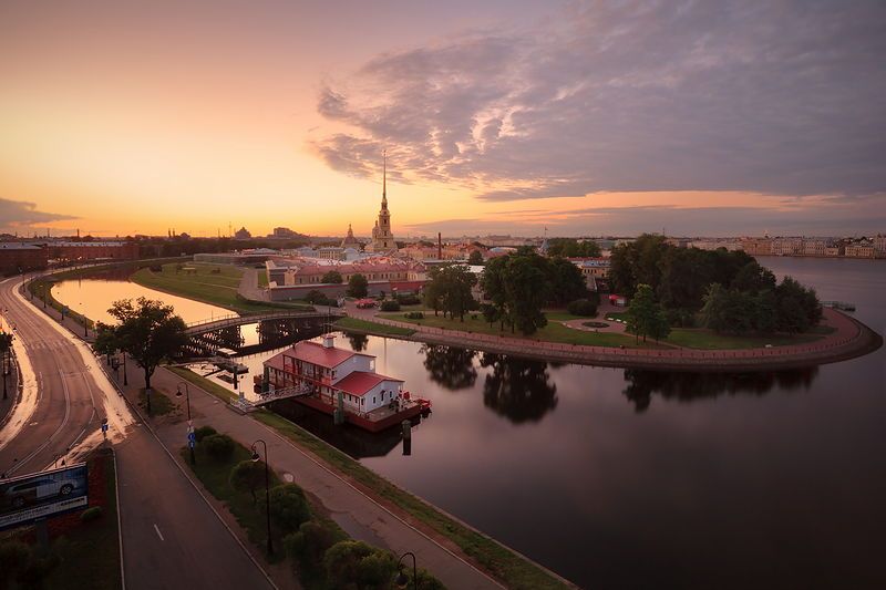 Aerial view of Zayachy (Hare) Island and the Peter and Paul Fortress in St Petersburg, Russia Aerial view of Zayachy (Hare) Island and the Peter and Paul Fortress in St Petersburg, Russia