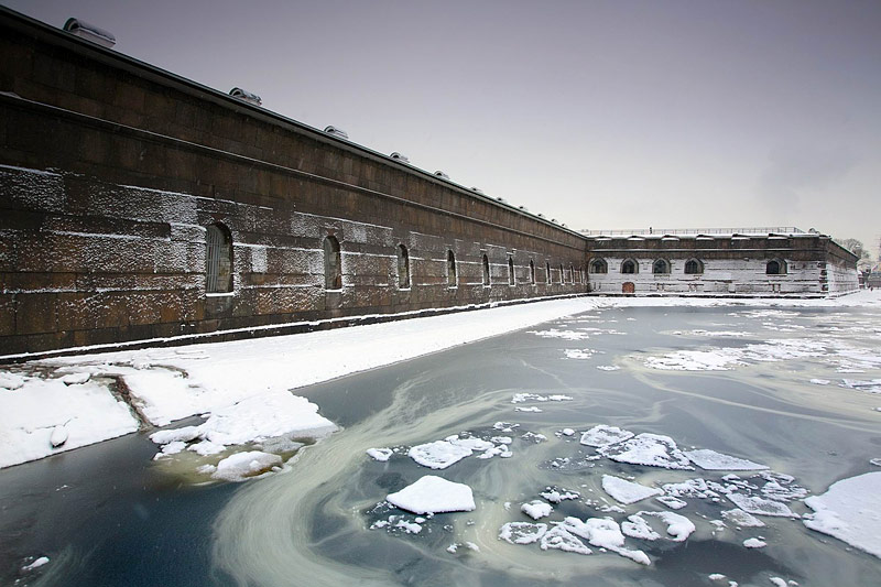 Bastions of the Peter and Paul Fortress in St Petersburg, Russia as seen from the river