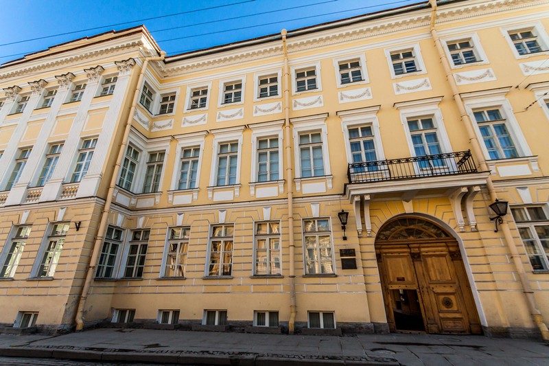 The house at 12, Moyka River Embankment, home of the Alexander Pushkin Apartment-Museum in St Petersburg, Russi