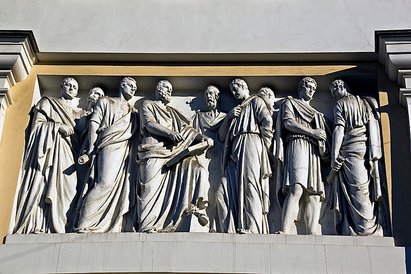 Facade decorations of the Russian Ethnography Museum in St Petersburg