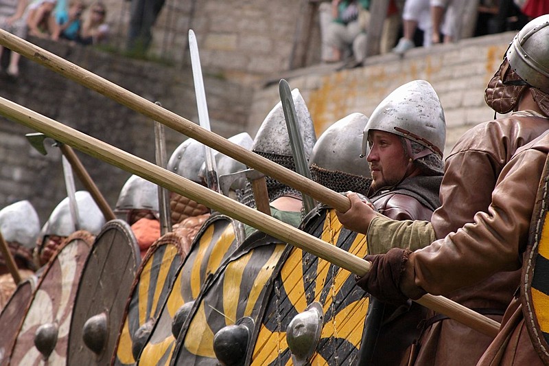 Festival of medieval knights at the Staraya Ladoga Historical, Architectural and Archeological Museum-Reserve in St Petersburg, Russia