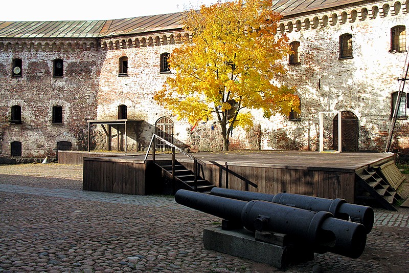 The yard of medieval Vyborg Castle in Vyborg, northwest of Saint-Petersburg, Russia