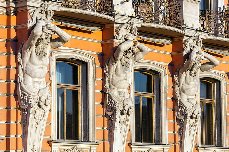 Atlantes on the Beloselskiy-Belozerskiy Palace in St Petersburg, Russia