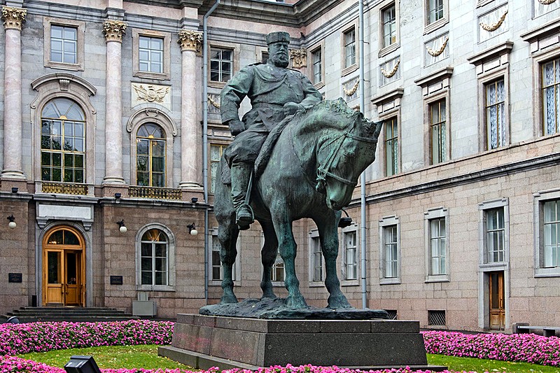 Monument to Alexander III in front of the Marble Palace in Saint Petersburg, Russia