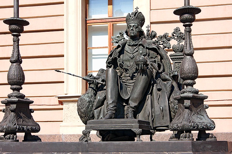 Monument to Emperor Paul I in the courtyard of Mikhailovsky (Engineers') Castle in St Petersburg, Russia