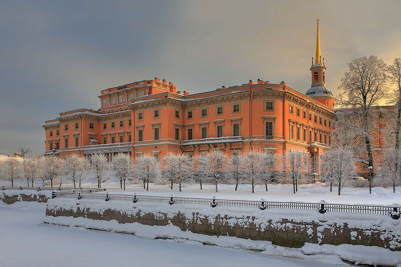 Winter view of Mikhailovsky (Engineers') Castle in St. Petersburg, Russia