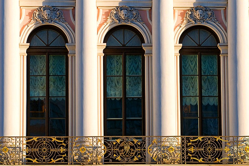 Windows of the Stroganov Palace in St Petersburg, Russia