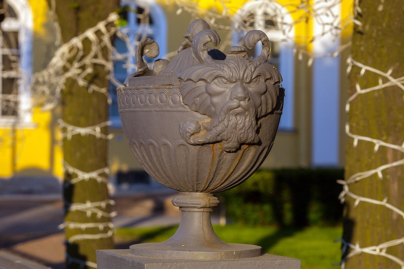 Part of the wrought-iron fence of the Tauride (Tavrichesky) Palace in Saint Petersburg, Russia