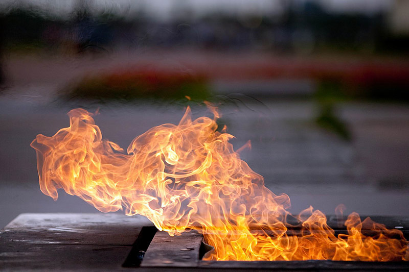 Eternal Flame in the middle of the Field of Mars in St Petersburg, Russia