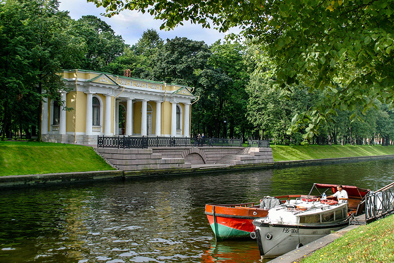 Mikhailovsky Garden and the Moyka River in St Petersburg, Russia