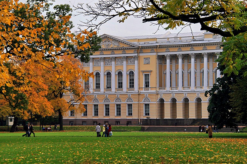 Russian Museum seen from Mikhailovsky Garden in St Petersburg, Russia